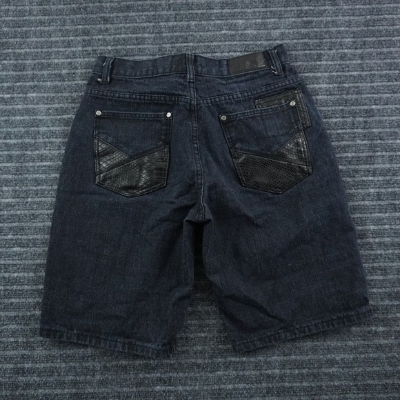 Reset Denim Other - Reset Denim Shorts Mens 34 Dark Wash Blue Faux Snakeskin Back Pockets Streetwear